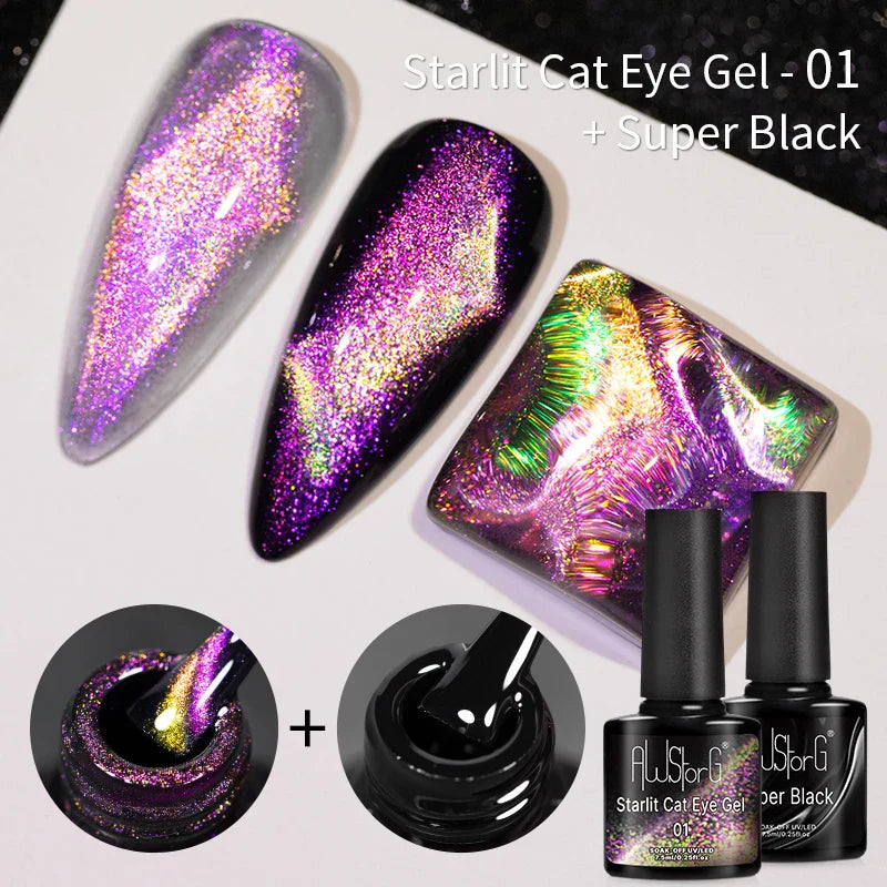 7.5ml Golden Gradient Cat Eye Nail Polish Gel Phototherapeutic Gel Soak Off Nail Magnetic Gel Polish Nail Art DlY
