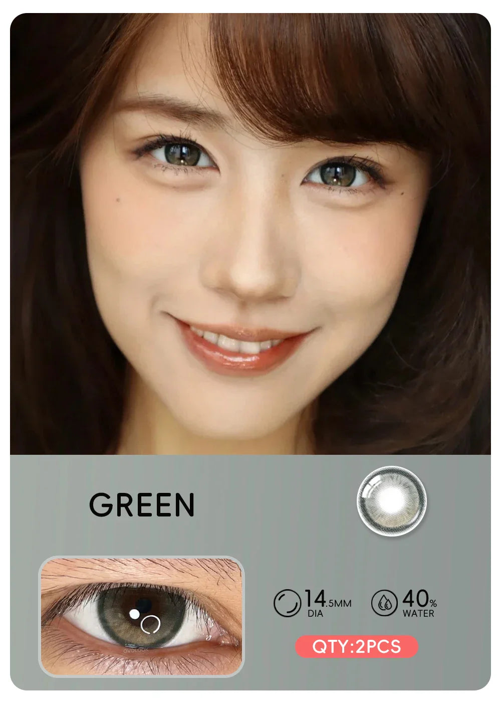 2pcs Natural Green Contact Lenses fo Eyes Beauty Color Pupils Makeup Color Eye Lenses Big Diameter Myopia Lenses