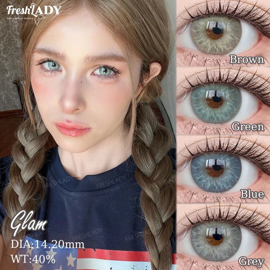 1 Pair Colored Contact Lenses Natural Brown Pupils Eyes Contact lenses Gray Soft Contacts 14.20mm