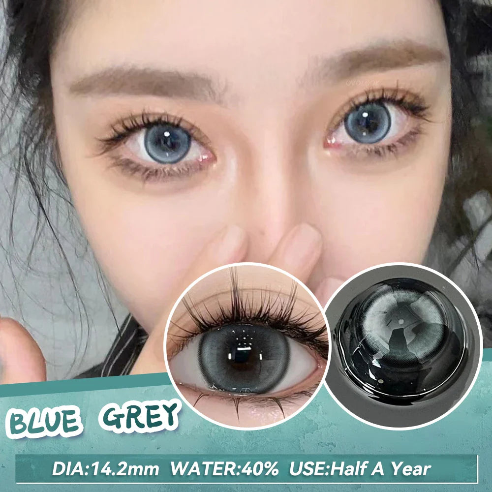 (2pcs)1Pair Myopia Color Contact Lenses for Eyes Fashion Prescription Lenses Beauty Pupils Blue Green Brown Grey Lenses