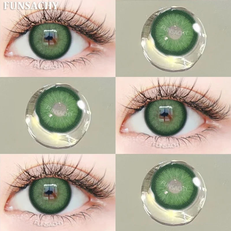 1pair Colorcon Contact Lenses Green Color Lens Natural Brown Eye Contacts Gray Pupils Beautiful Cosmetic Yearly Lenses