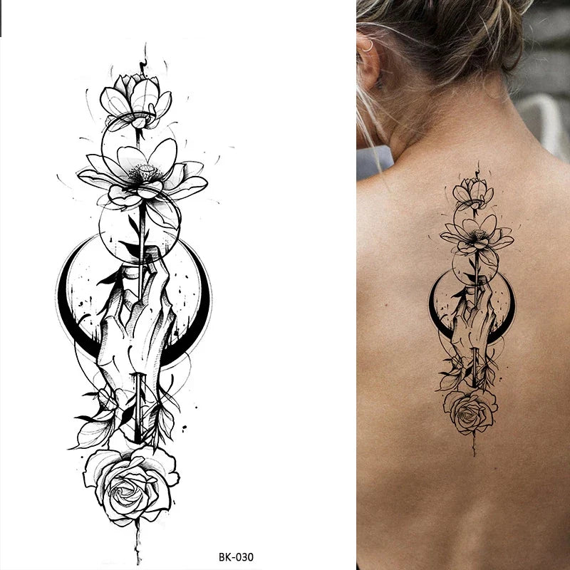 Rose Flower Skin Tattoo Stickers Blossom Flase Tattoos for Body Apart Leg Arms Neck Back Temporary & Removable Flower Tattoos