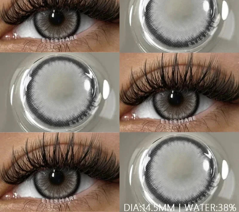 1 Pair Natural Colored Contact Lenses with Prescription Myopia Lenses Green Contacts Fashion Brown Lenses Gray Pupils