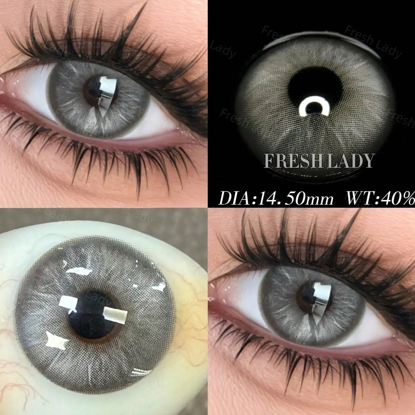 1 Pair Green Colored Contact Lenses Natural Pupils Eyes Soft lenses Soft Contacts 14.00-14.50mm Yearly Disposable