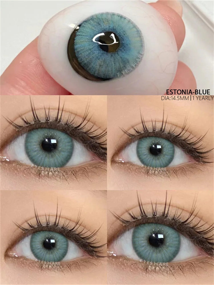 1pair Colorful Contact Lenses Gray Eye Lenses Blue Contacts Multicolored Lenses Colored Contact Lens for Eyes Yeraly