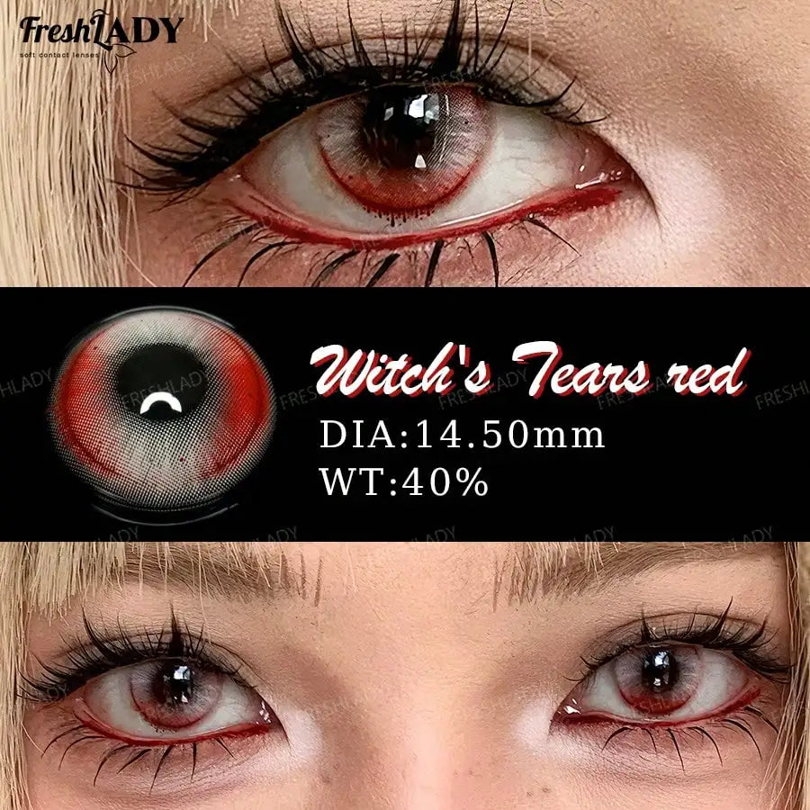 1 Pair Cosplay Color Contact Lenses Crazy Red Anime Contact Lenses For Halloween Role Play Party Cosmetic Holidays