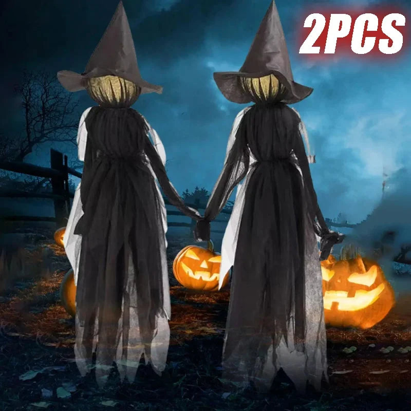 Interactive Light-Up Witch Decoration with Motion Sensor Scary Sound Effects Creepy Animated Prop for Haunted House Halloween