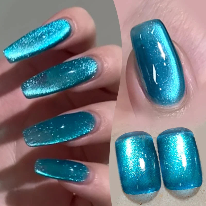 10ml Only Green Glass Bead Cat Magnetic Gel Nail Polish Guava Soda Grape Iced Crystal Salon Soak Off Gel Manicure