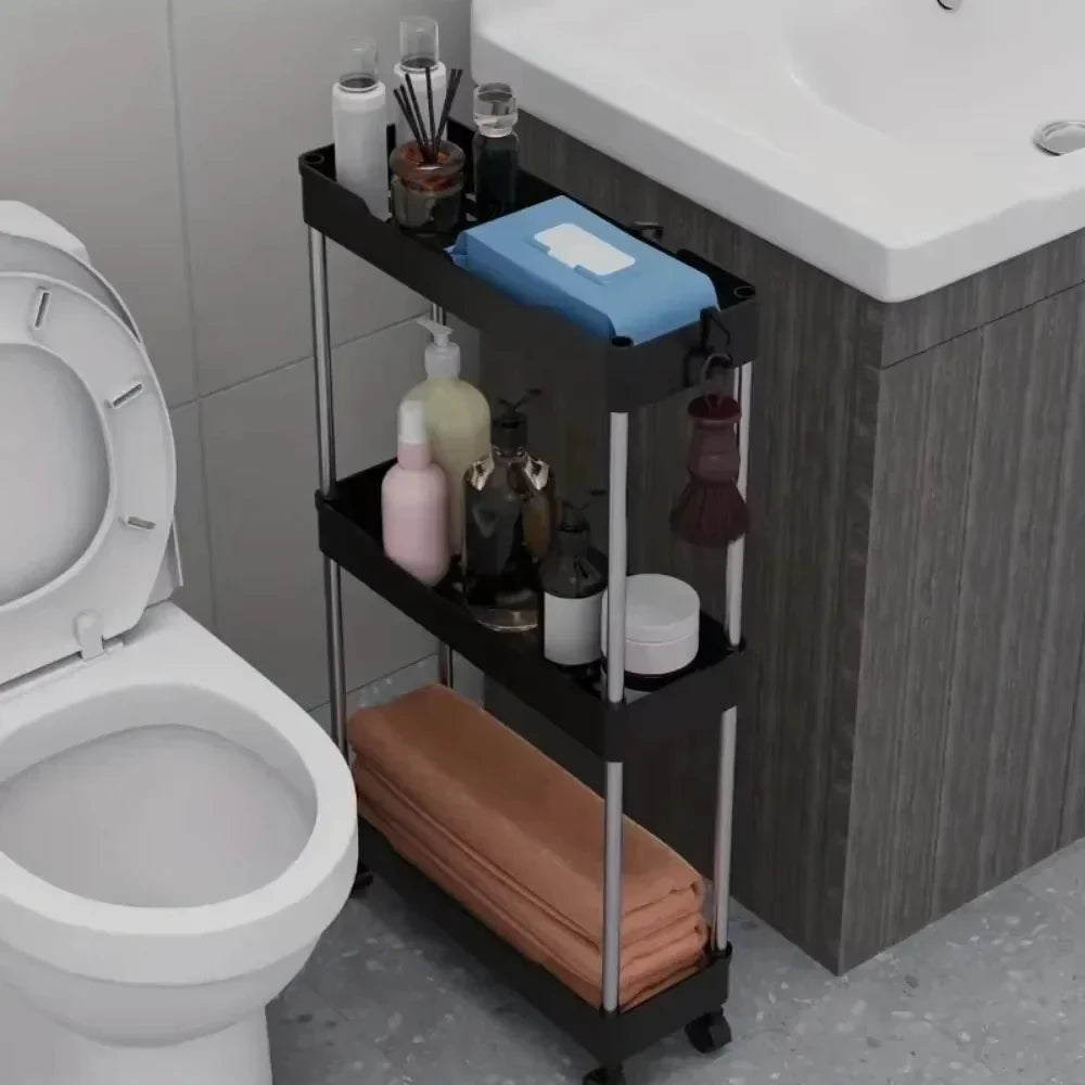 Push Trolley Shelf Floor Multi-layer Bathroom Living Room Crevice Space Saving Snack Storage Trolley Kitchen Spice Crevice Shelf