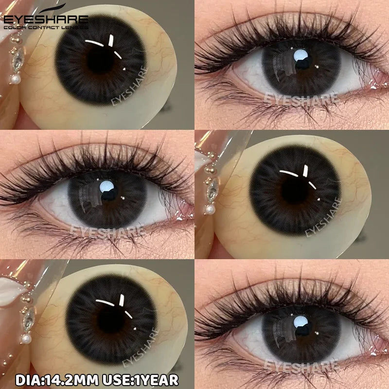 1pair/2pcs Blue Contact Lenses Color Contacts for Eyes Brown Eye Lenses Gray Lenses Yearly Cosmetic Makeup Eye Contacts