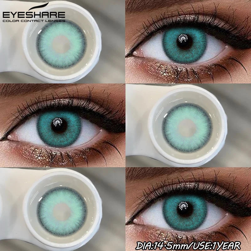 1Pair Fashion Colored Contact Lenses for Eyes Big Blue Eye Lens Natural Yearly Cosmetics Beauty Women Men Pupils