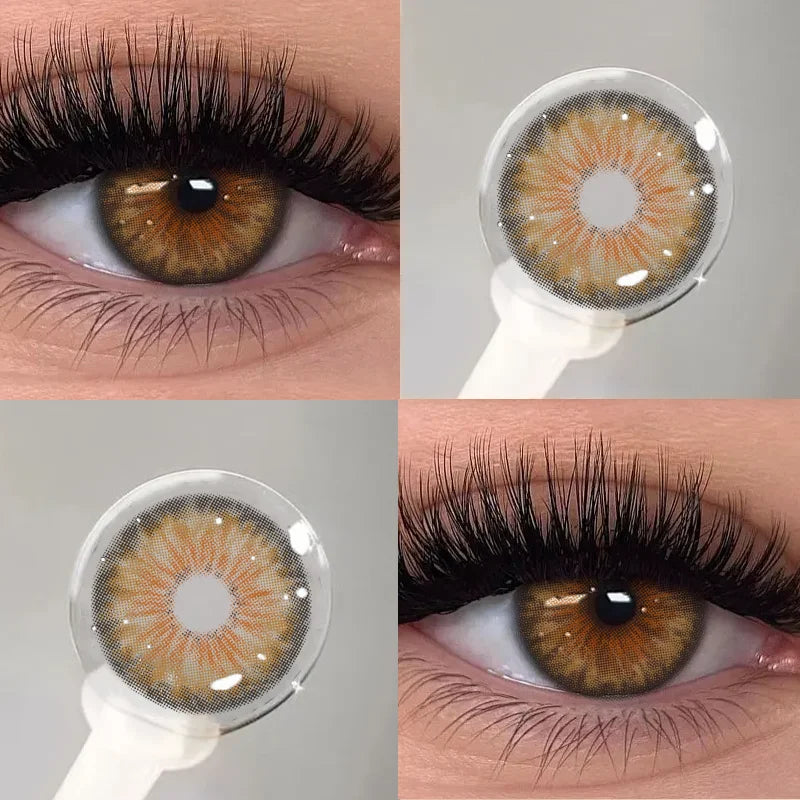 2PCS Colored Contact Lenses for Eyes Natural Blue Contact Lens Brown Pupils Fashion Lenses Eyes Makeup Beauty Yearly