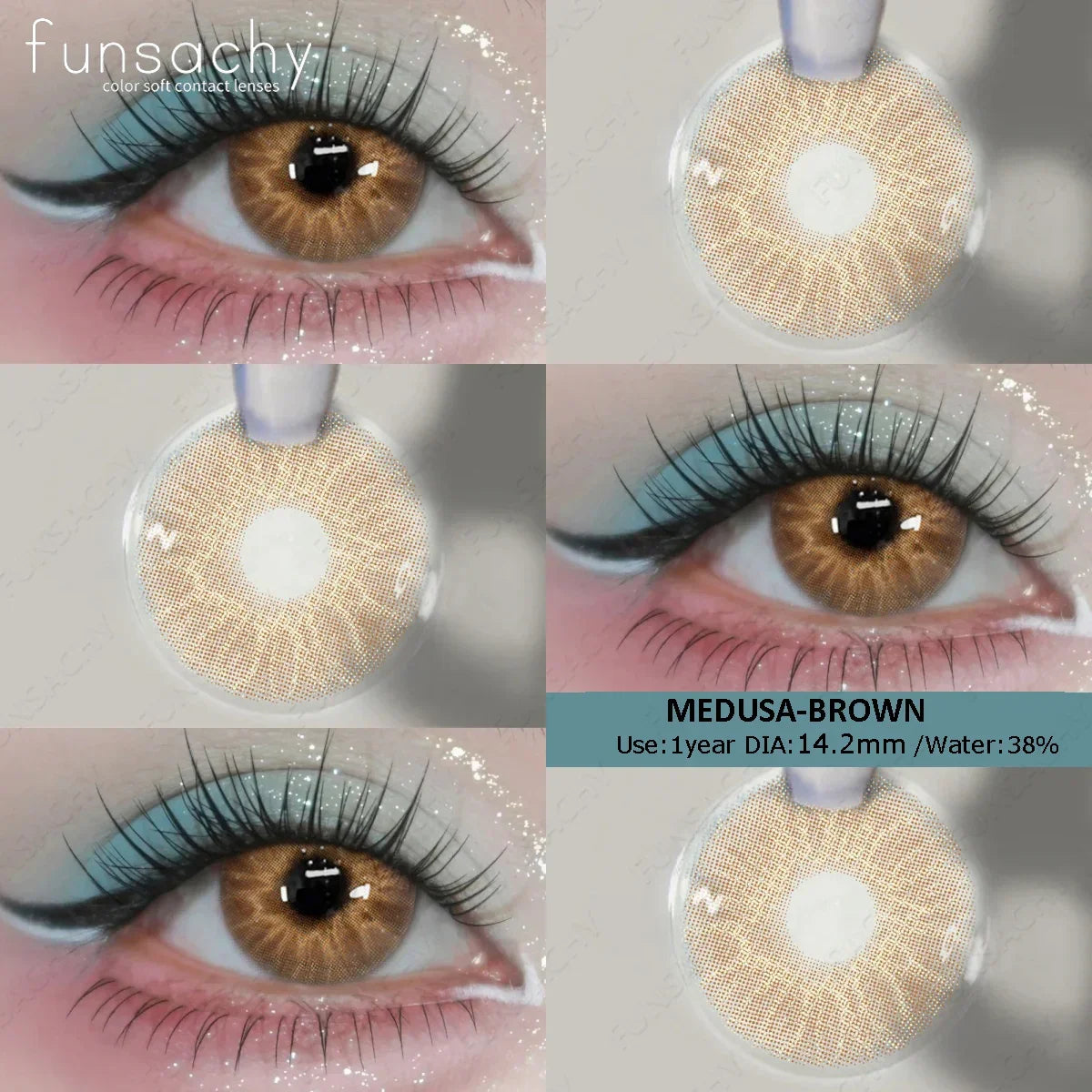 Blue Lenses with Prescription Myopia Colored Contact Lenses for Eye Cosmetic Eye Contacts Lens with Degree Yearly Pupil
