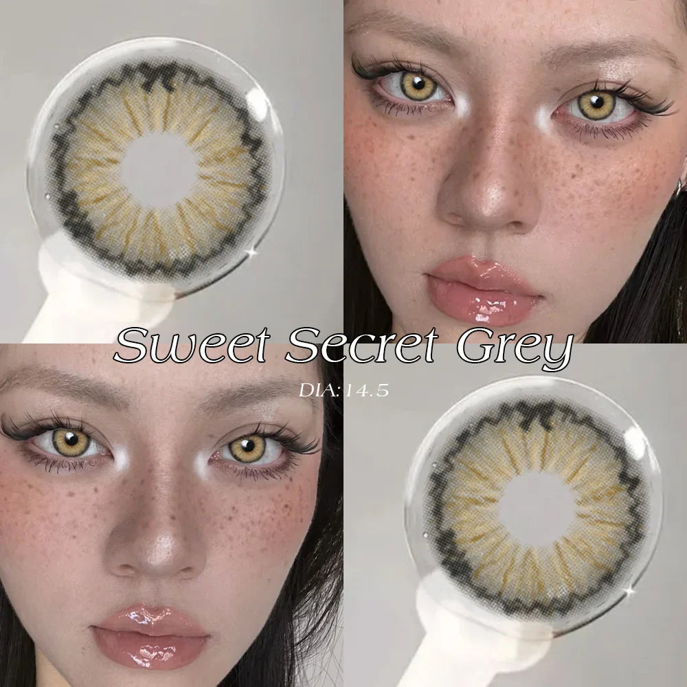 1Pair Yearly  Colored Contact Lenses for Eyes Gray Pupils Lens Fashion Blue Eye Contacts Brown Lenses With Degree