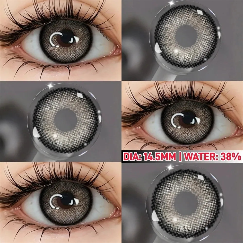 Eye Eyes Color Contacts Colored Contact Lenses Lens Small Pupil Cosmetics Cosplay Black 2Pcs 12 Months 1 Year Yearly Use