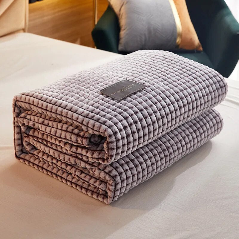 Blanket for Bed Sofa, Milk Flannel Warm Soft Winter Blankets And Throws Thick Wool Fleece Throw Bedspread Same Size