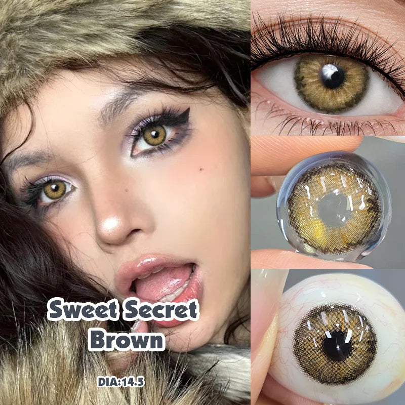 1 Pair 0~-8.00 Myopia Lenses Natural Brown Color Contact Lenses for Eyes with Degree Beauty Cosmetics High Quality Lens