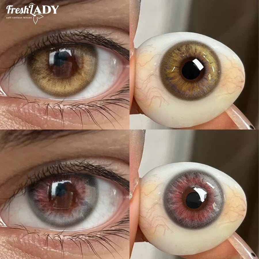 1 Pair Early Autumn Series Colored Contact Lenses Gray Eyes Natural Brown Eyes Contact Makeup Beauty 14.20mm Yearly