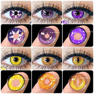 Yellow Contact Lenses for Eyes 2pcs Anime Cosplay Colored Lenses Purple Crazy Halloween Lenses Contact Lens Beauty Makeup