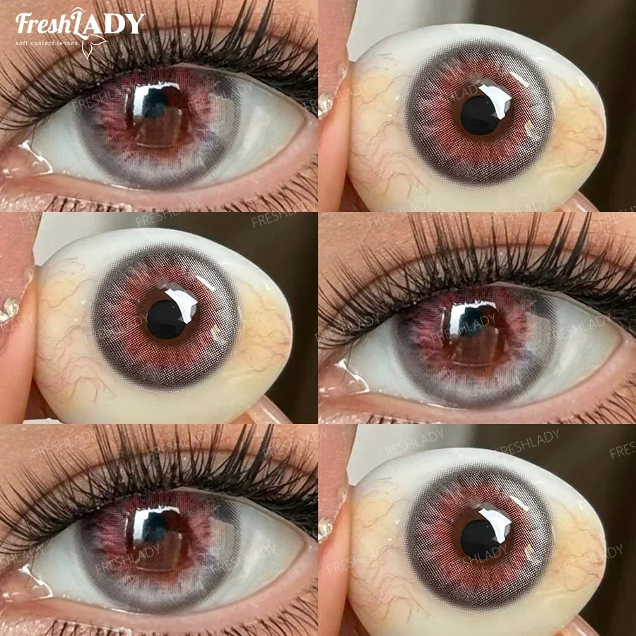 1 Pair Early Autumn Series Colored Contact Lenses Gray Eyes Natural Brown Eyes Contact Makeup Beauty 14.20mm Yearly