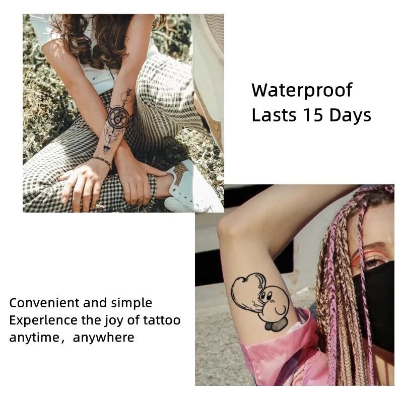 15 Days Waterproof Tattoo Sticker Skull Flower Half Arm Temporary Tattoo