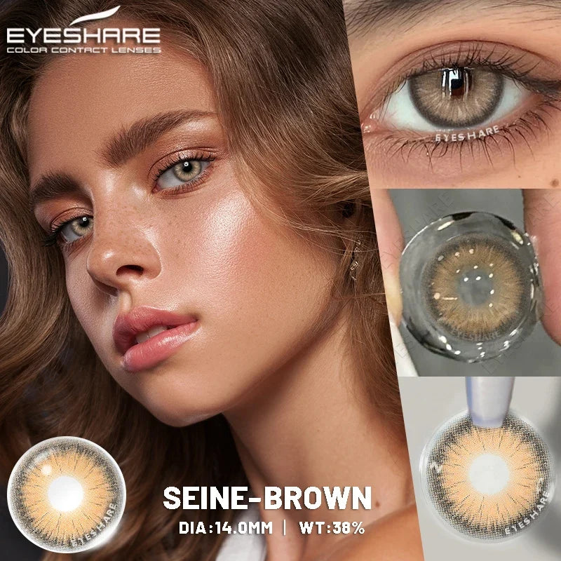 1 Pair Natural Colored Contact Lenses for Eyes Gray Eye Lens Fashion Blue Lenses Cosmetic Brown Eyes Contacts Yearly