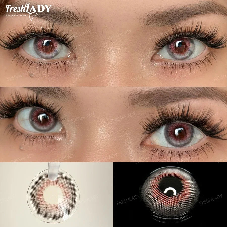 1 Pair Early Autumn Series Colored Contact Lenses Gray Eyes Natural Brown Eyes Contact Makeup Beauty 14.20mm Yearly
