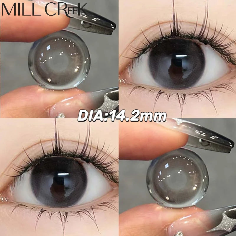 2pcs/Pair Color Contact Lenses with Degree Myopia Lenses Grey Lens Comestics Natural Eyes Lenses Beauty Pupils Yearly