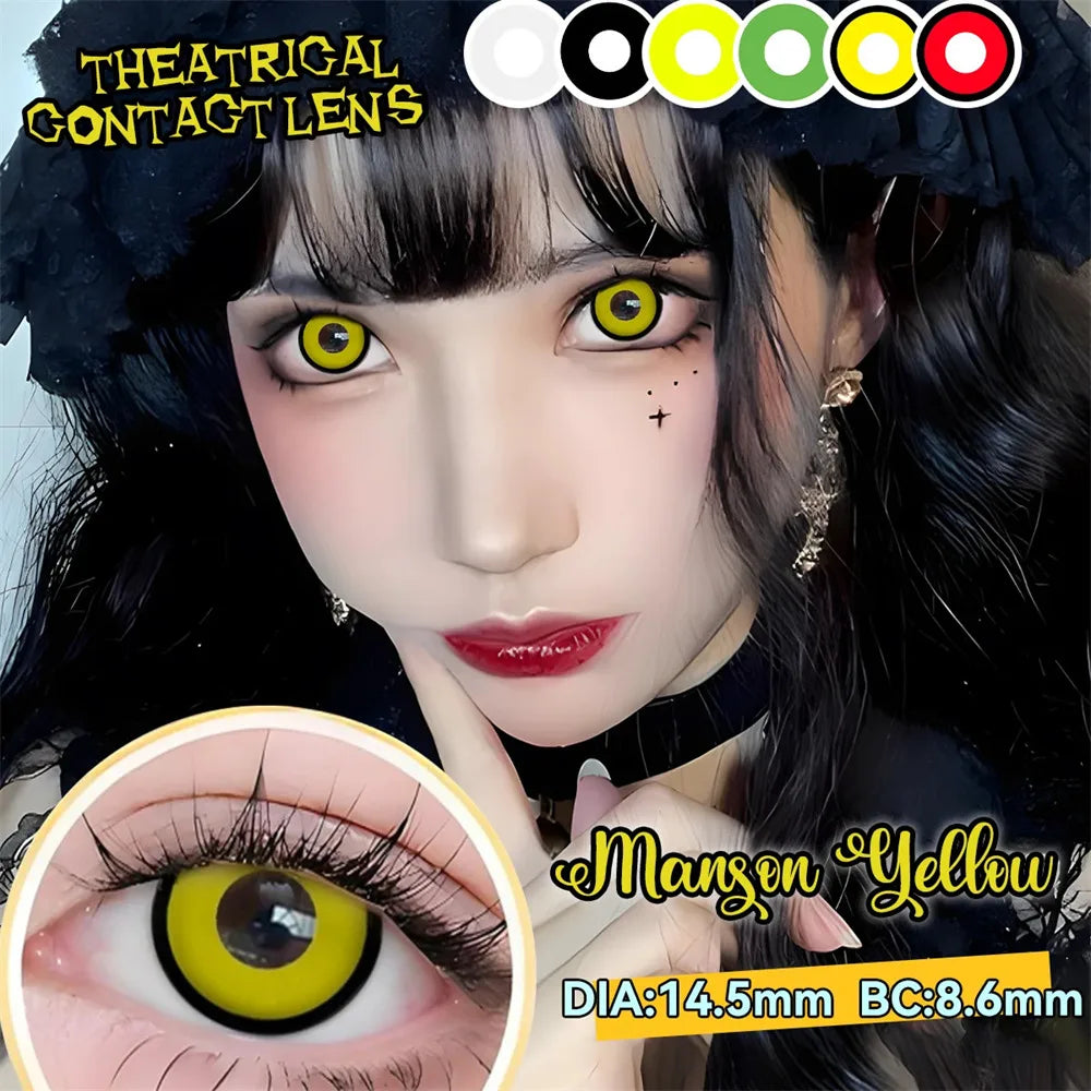 Color Contacts Contact Lenses Lens Halloween Cosplay Anime White Purple Cyan Red Blind Crazy Mesh Coser 2Pcs 1 Y