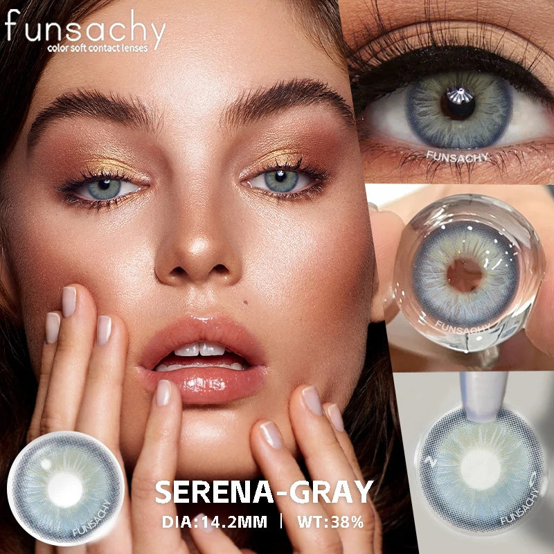 1 Pair Colored Contact Lenses with Case Lenses Beauty Pupils Green Contacts Circle Lens Natural Korean Softlens Yearly