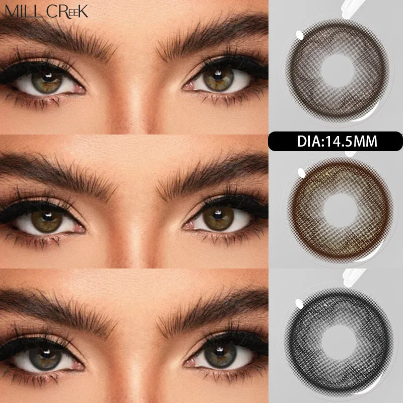 1pair Big Eyes New Colorld Contact Lenses for Eyes Super Natural Brown Eyes Gray Beautiful Black Pupils 14.5mm Lenses