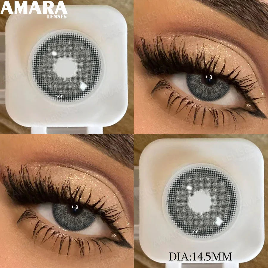 1 pair New Baby Blue Contact Lenses for Eyes Natural Brown Pupils Cosmetic Grey Lenses Green Lens Yearly Big Eyes 14.5mm