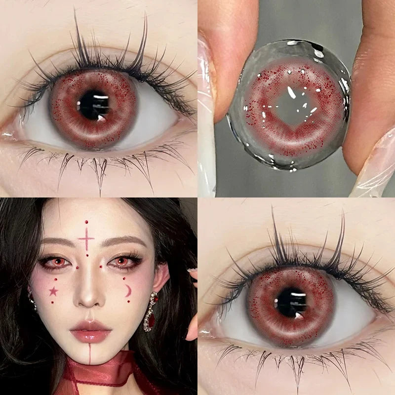 2pcs Korean Colorld Contact Lenses with diopter Pink Pupils Contact Lenses Natural Beauty Soft Lenses Fast Shipping