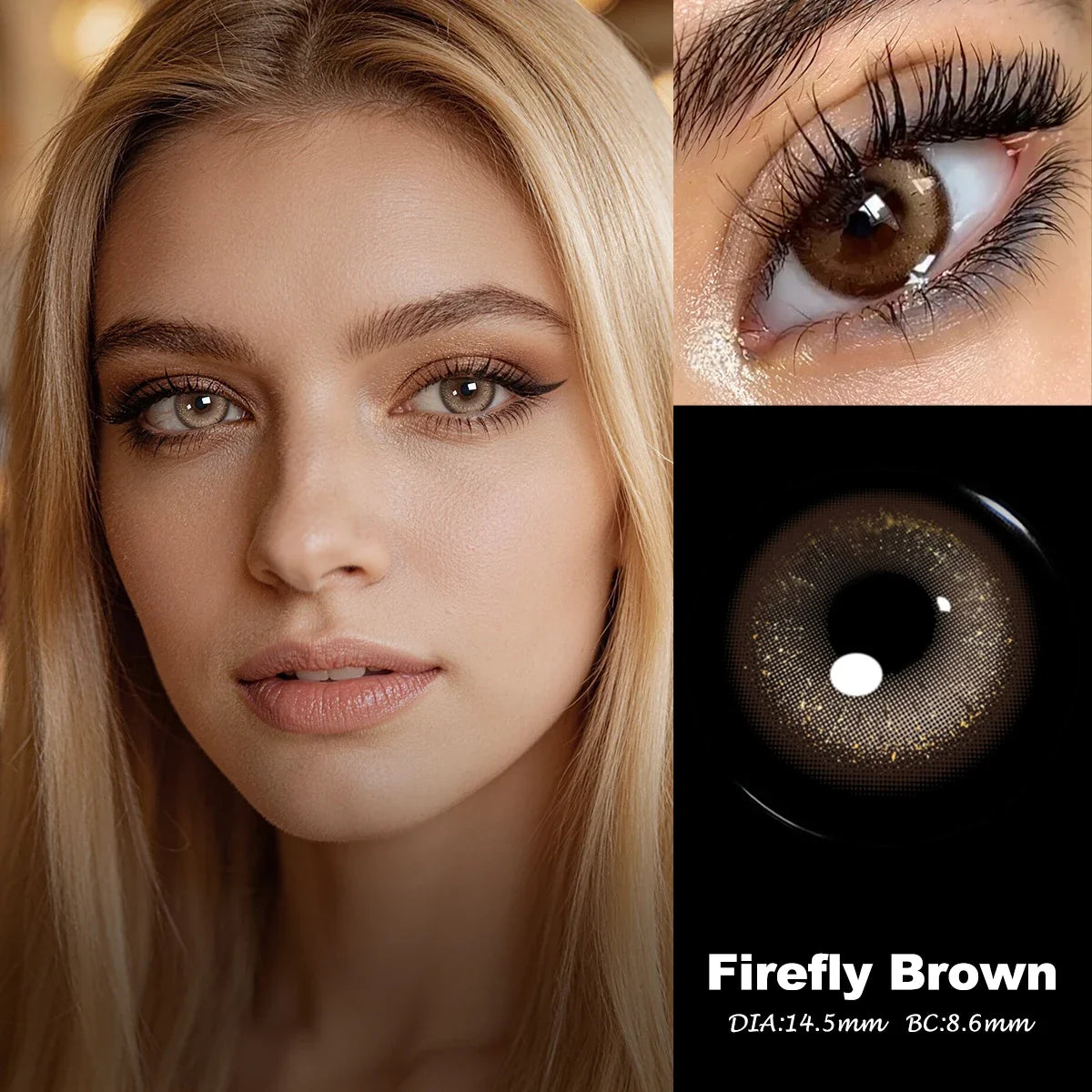 Yearly Plano & Colored Contact Lenses Firefly Brown Natural Prescription Soft Lens Daily Eye Beauty Eyewear