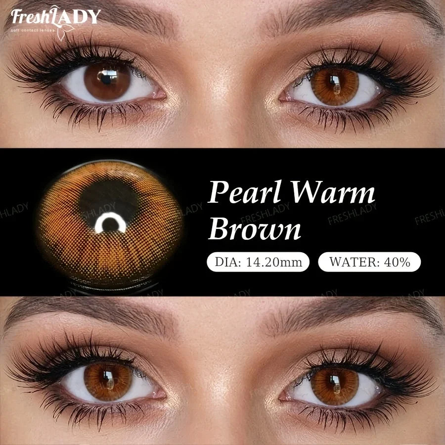 1 Pair Pearl Warm Series Colored Contact Lenses Natural Brown Pupils Eyes Contact lenses Blue Soft Contacts 14.20mm