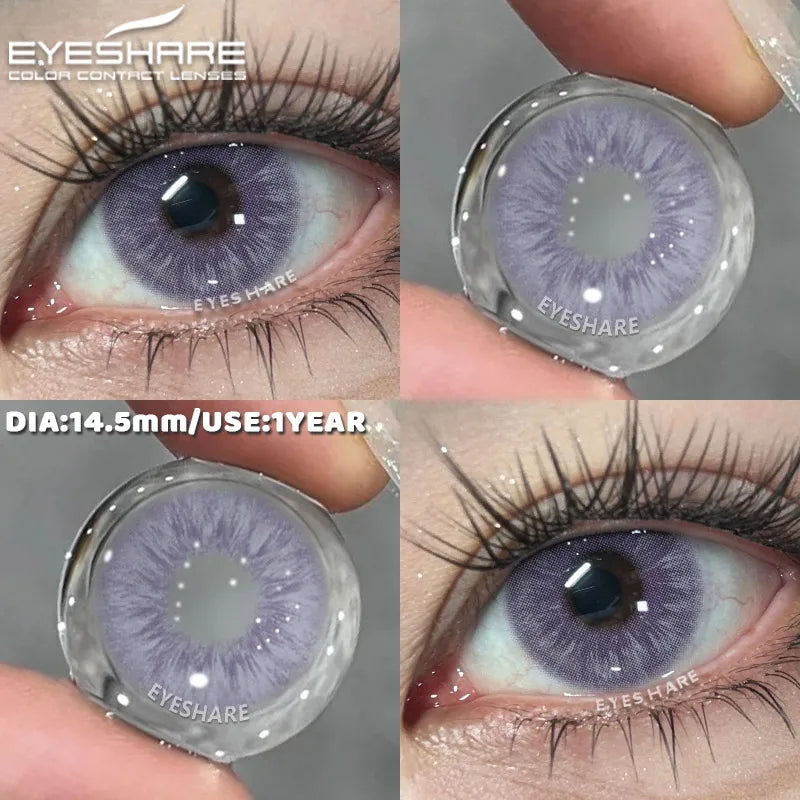 1 Pair Colorful Contact Lenses for Eyes Fashion Natural Gray Pupils Beauty Makeup Purple Color Lens Brown Eye Contacts
