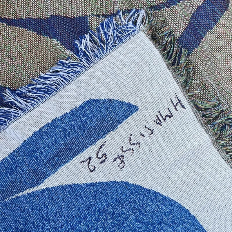 INS Abstract Art Tassel Throw Blankets Blue Sofa Cover Portrait Tapestry Nordic Blanket for Beds Home Outdoor Camping Picnic Mat