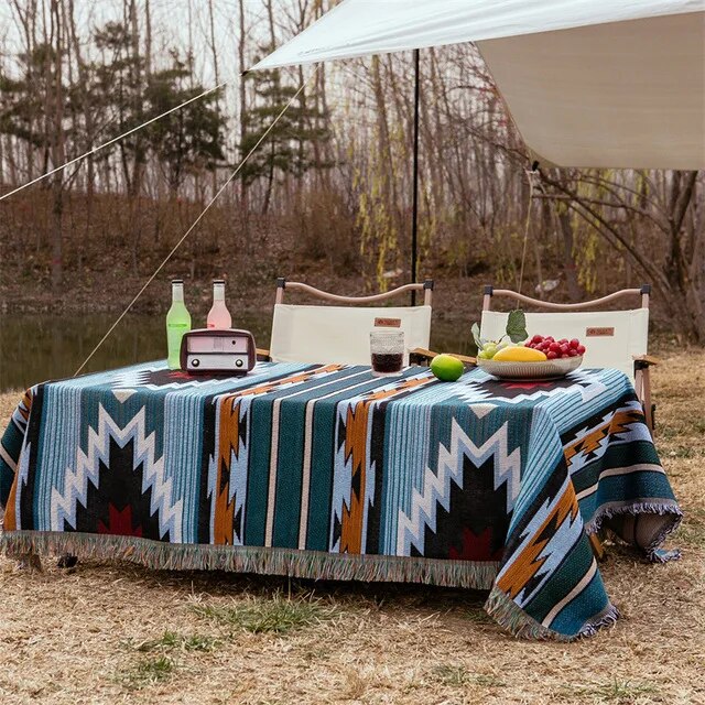 World map Cotton Bohemian Plaids Home Blanket Knitted Dustproof Sofa Cover Blanket Anti-Slip Decorative Blankets For Tea Table