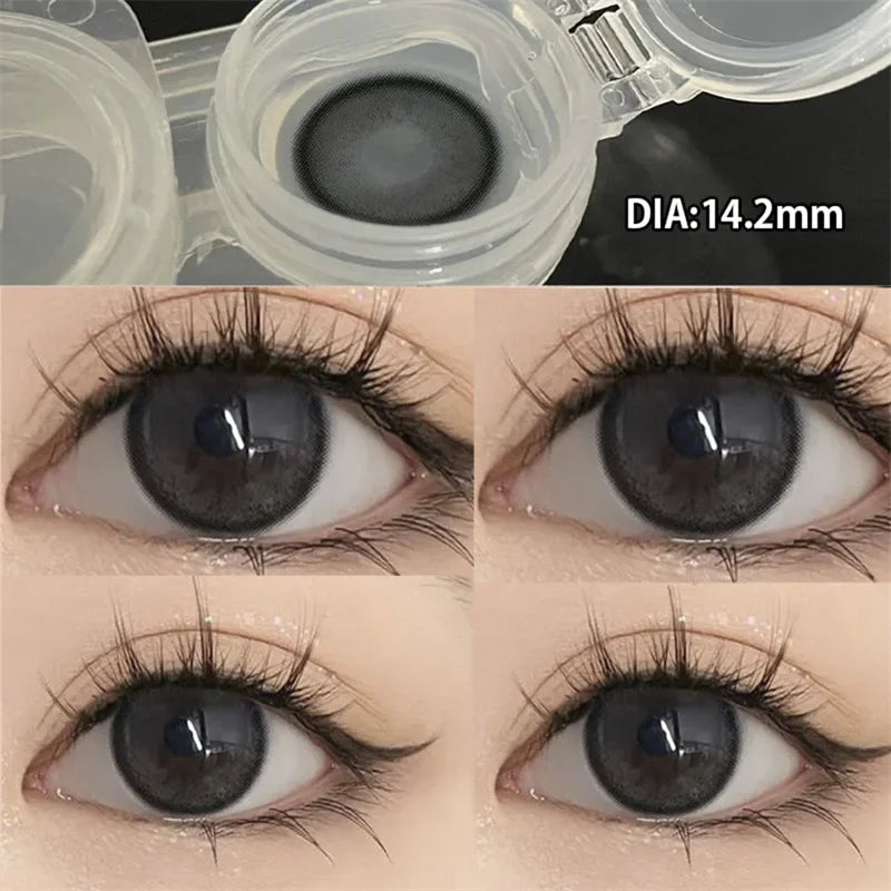 2pcs Yearly Contacts Lences Myopia Beautiful Big Black Eye Colored Contact Lenses Color With Prescription Myopic Lens