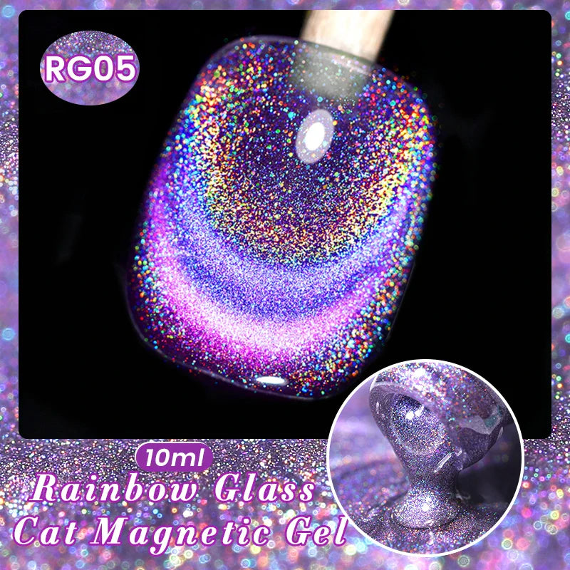 BORN PRETTY 10ml Black Glass Cat Magnetic Gel Nail Polish Ultra Shine Gold Silver Glitter Soak Off UV LED Gel Nail Art Varnish