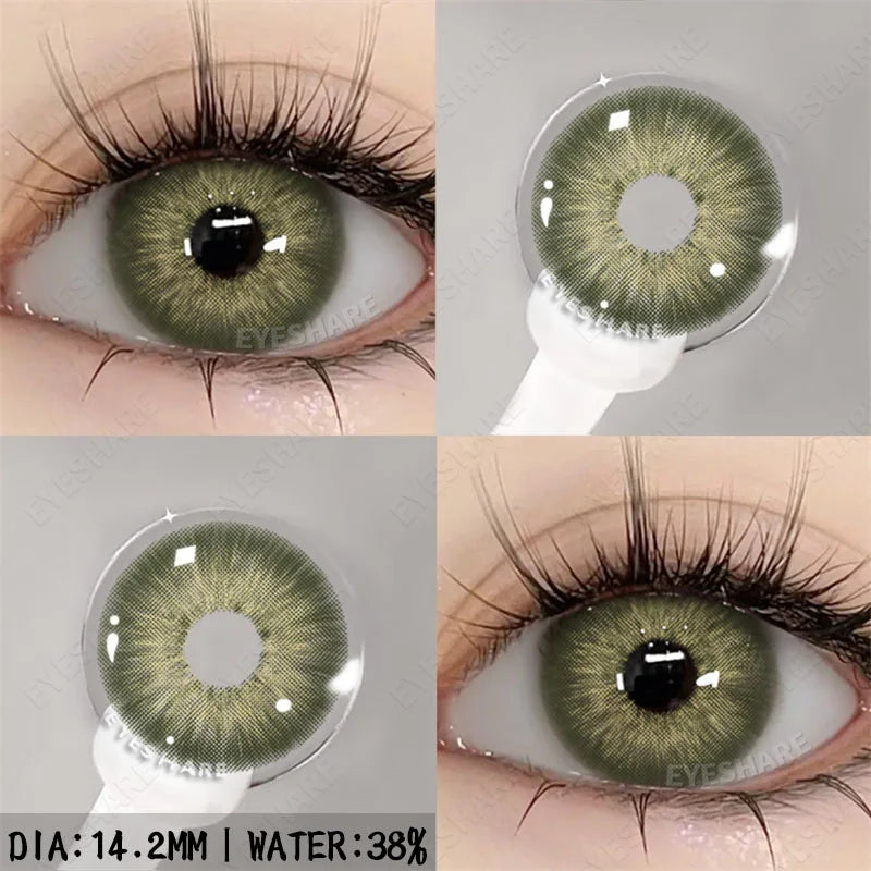 Ikeehome  2Pcs Color Contact Lenses with Eyes Natural Blue Contact Lenses Brown Pupils Beauty Gray Lenses Yearly Green Contacts