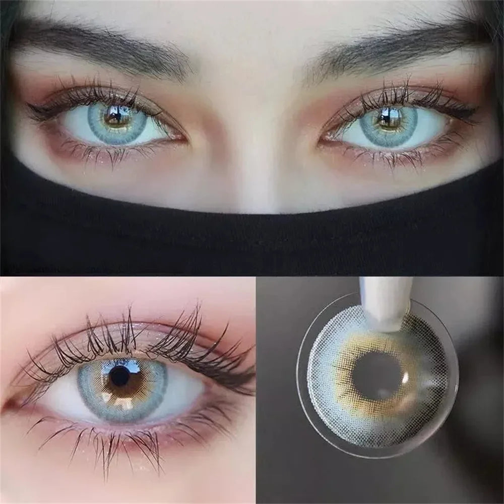 Eyes Color Contacts Colored Contact Lenses Lens Small Pupil Beauty 3 Tones Green 14.2mm 2Pcs 6 Months Half Year Use