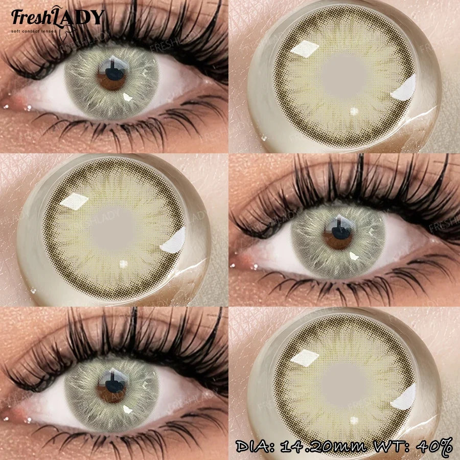 1 Pair Colored Contact Lenses Natural Brown Pupils Eyes Contact lenses Gray Soft Contacts 14.20mm