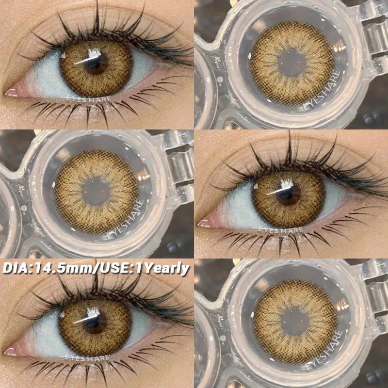 1 pair Brown Natural Color Contact Lenses for Eyes RIYADH Series Softlenses Korean Eye Makeup Fashion Blue Color Lenses