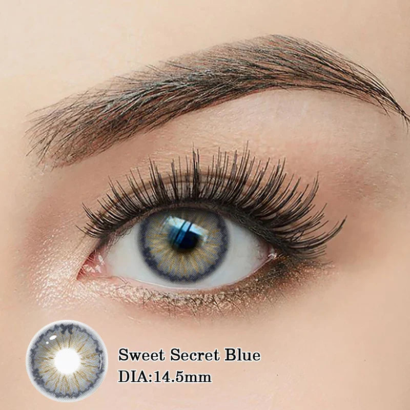 1pair New Colored Contact Lenses with Degree Blue Fashion Green Iris Series Lenses Yearly urban Gray  Make Up Yearly
