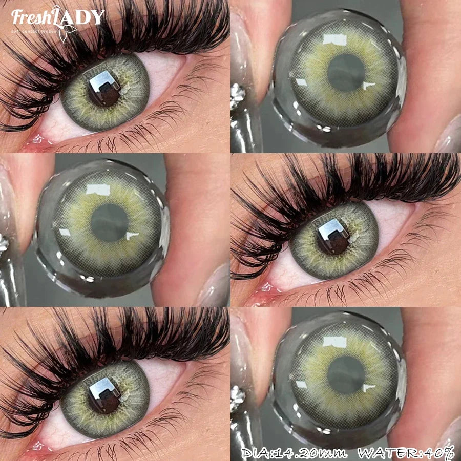 1 Pair Colored Contact Lenses Natural Pupils Eyes Soft lenses Gray Soft Contacts 14.20mm