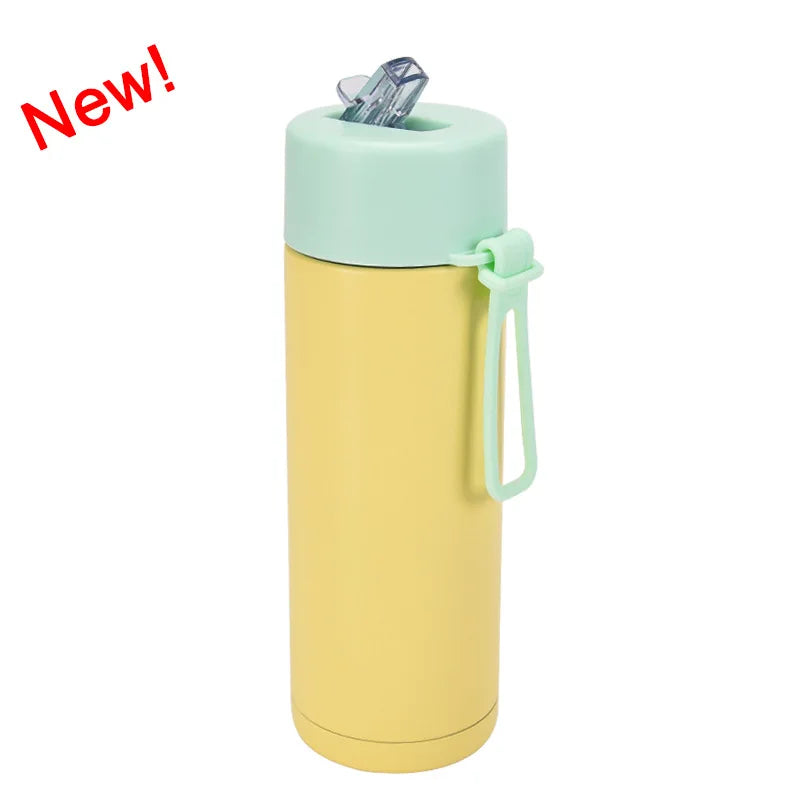 Stainless Steel Thermos Mug, Large Capacity, Portable Silicone Handle with Straw, American Large Capacity, WATER BOTTLE, 650ml