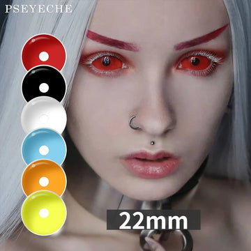 22mm Sclera Lens 2 Pieces Halloween Contact Lenses Cosplay Lens White Lenses Red Mesh Full Eye Crazy Lenses Accessories