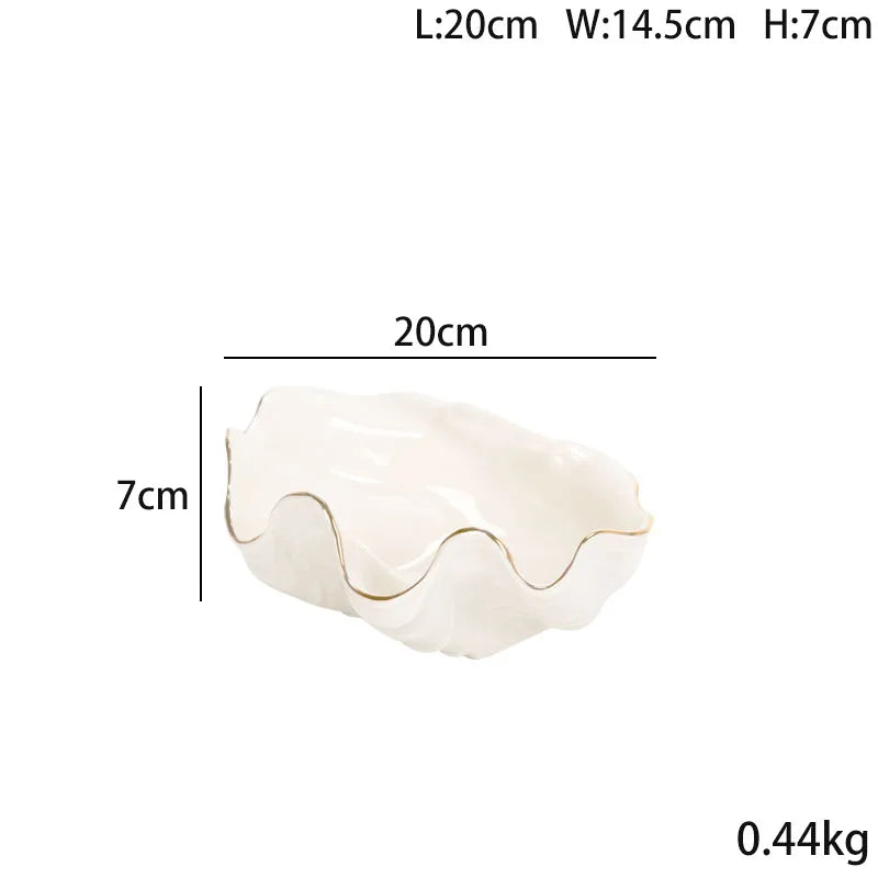 Ceramic Plate Seashell Fruit Bowl Mussel Candy Box Desktop Storage Container Jewelry Tray Home Decoration