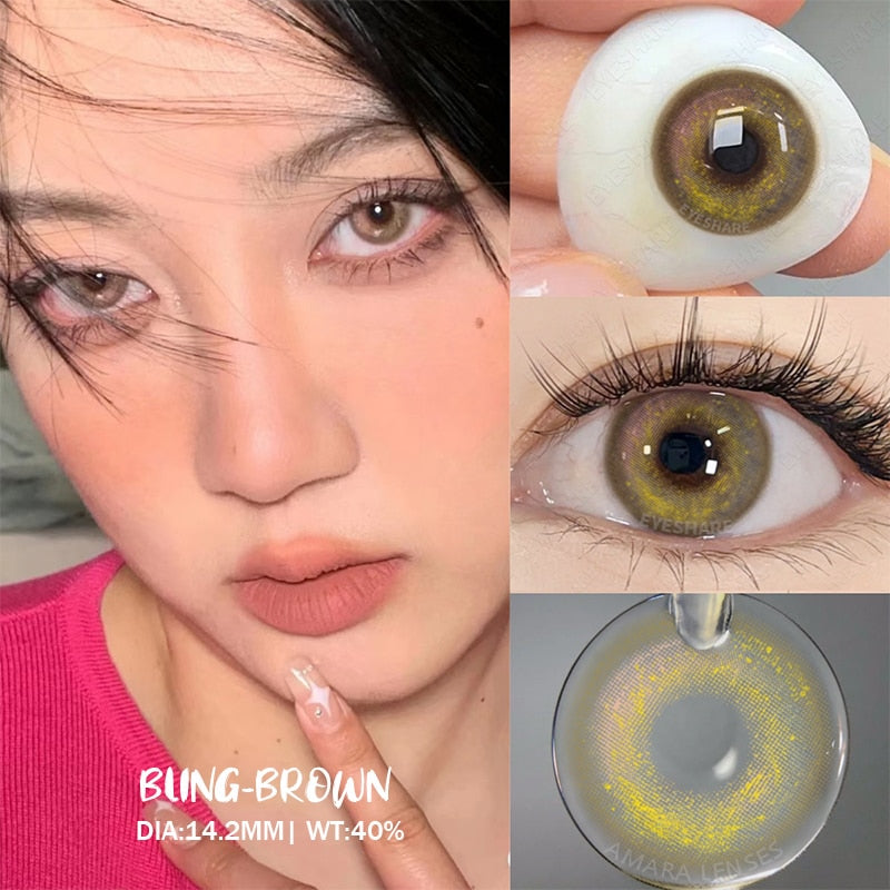 new style 1 Pair Color Contact Lenses with Natural Eye Contact Lenses Blue Brown Green Lenses Pupils Beauty Color lens